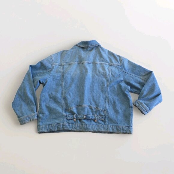 Pilcro Jean Jacket Women M Blue Comeback Boyfriend Denim Anthro Oversize Stretch - Picture 15 of 16